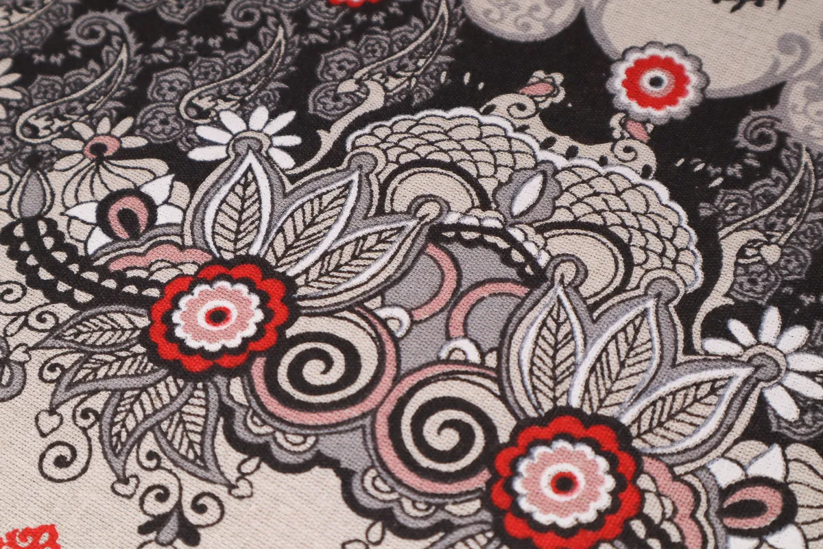 Ткань лен огурцы св.бежевый ш 1,5 (лен 30% хлопок 70%)