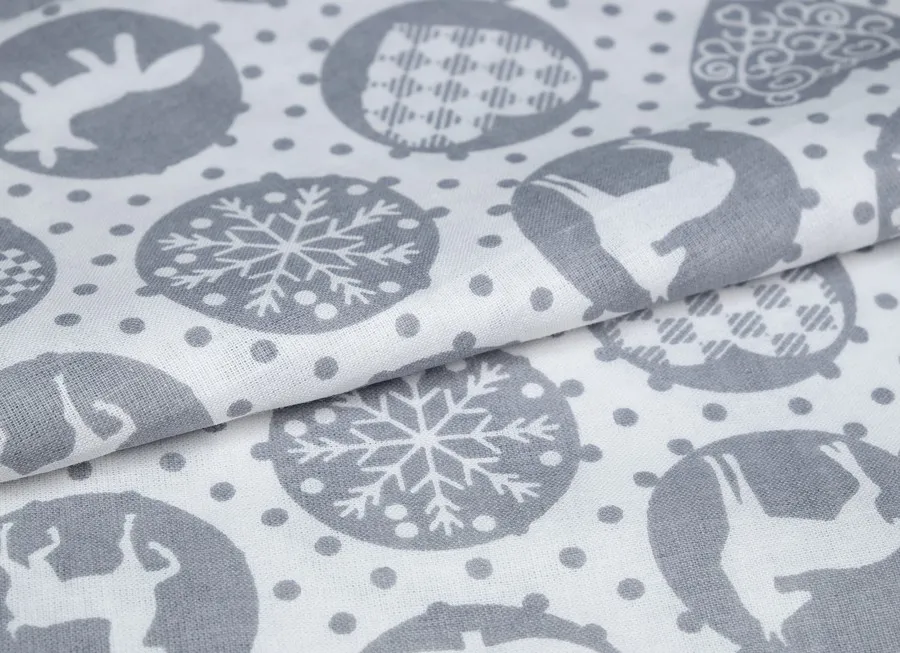 Ткань бязь новогодняя серый ш 1,5 (хлопок 100%)