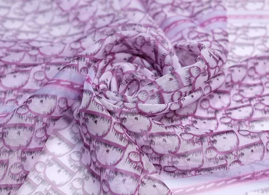 Палантин шифоновый Dior сиреневый 100% (165*60)