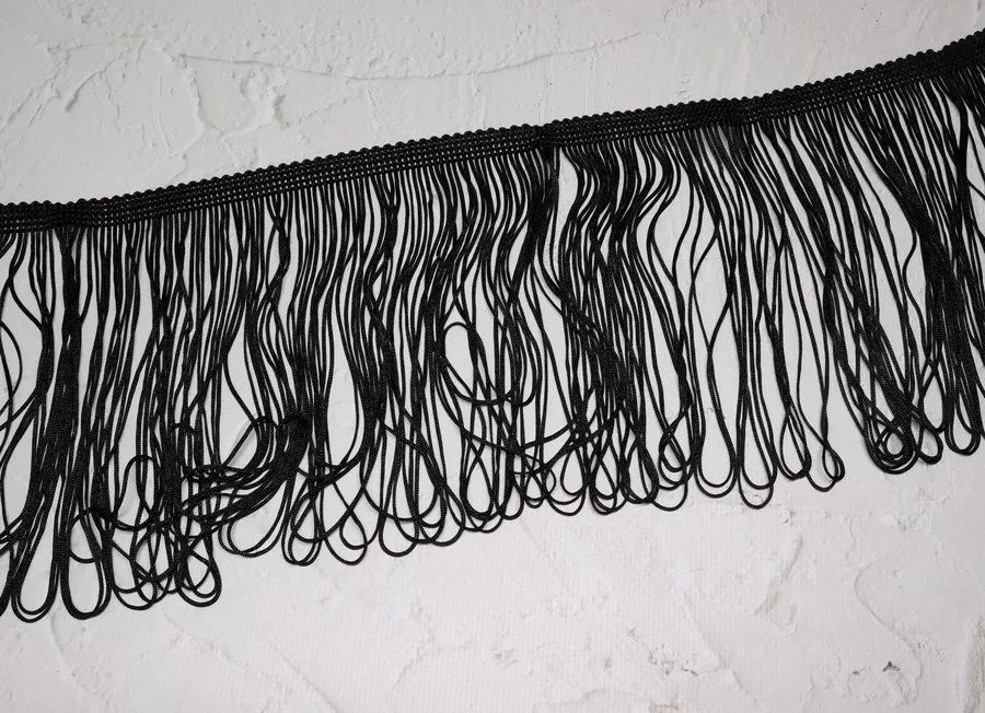 Бахрома черный ,белый высота 15 см (пэ 100%)