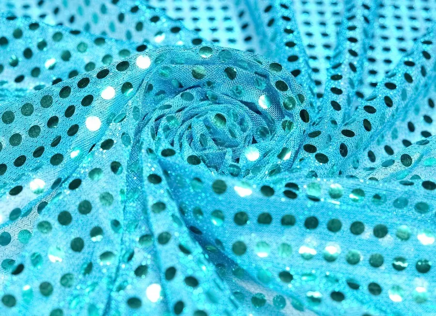 Ткань с пайетками бирюзовый ш 1,15 (пэ 100%)