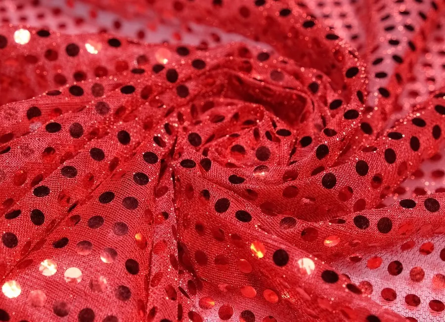 Ткань с пайетками красный ш 1,15 (пэ 100%)