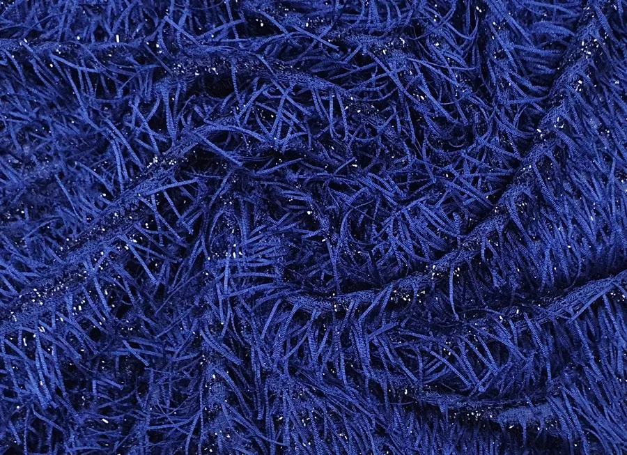 Ткань трикотаж бахрома синий ш 1,6 (пэ 98% эл 2%)