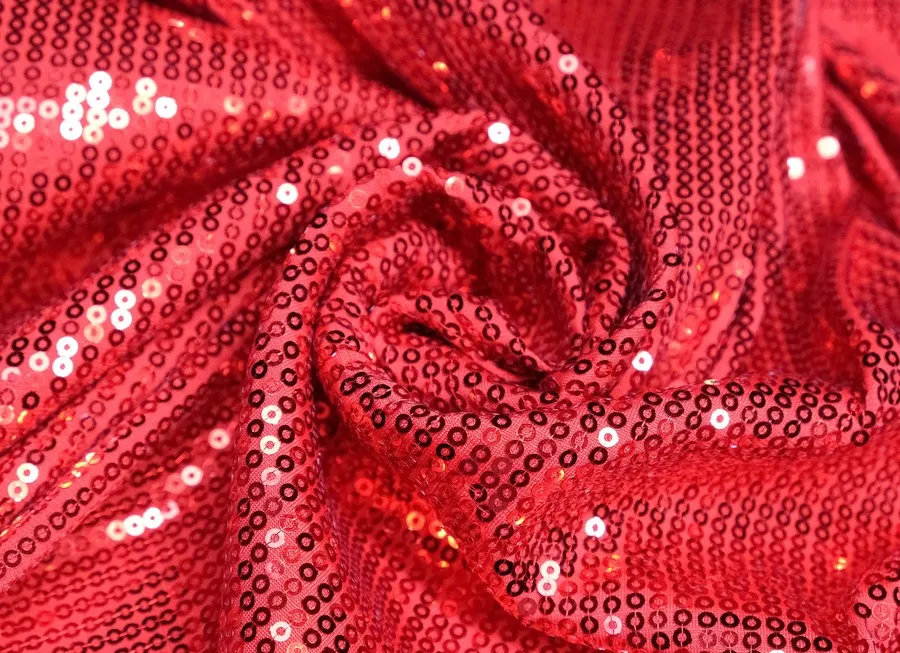 Ткань с пайетками красный ш 1,4 (пэ 100%)