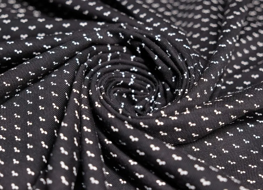 Ткань трикотаж ромбики черный ш 1.80 (хлопок 100%)