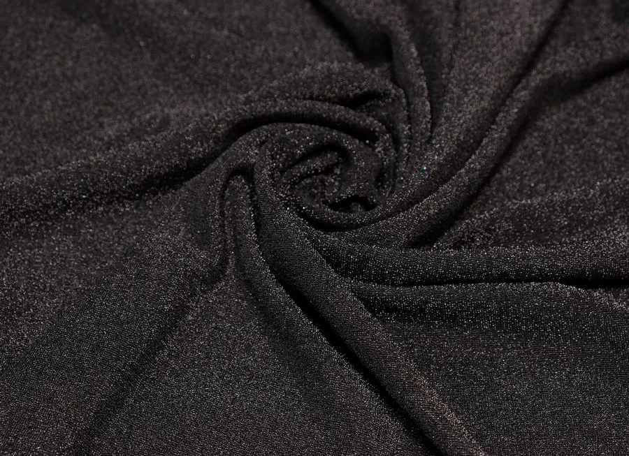 Ткань трикотаж люрекс черный ш 1,5 (люрекс 10% пэ 85% эл 5%)