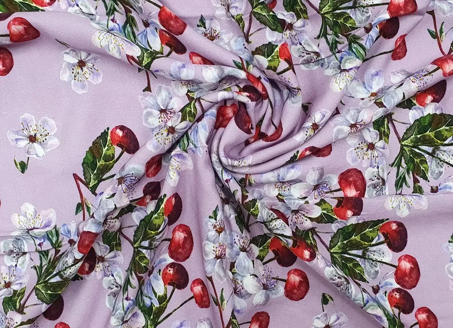 Ткань плательная вишни розовый ш 1,45 (вискоза 100%)