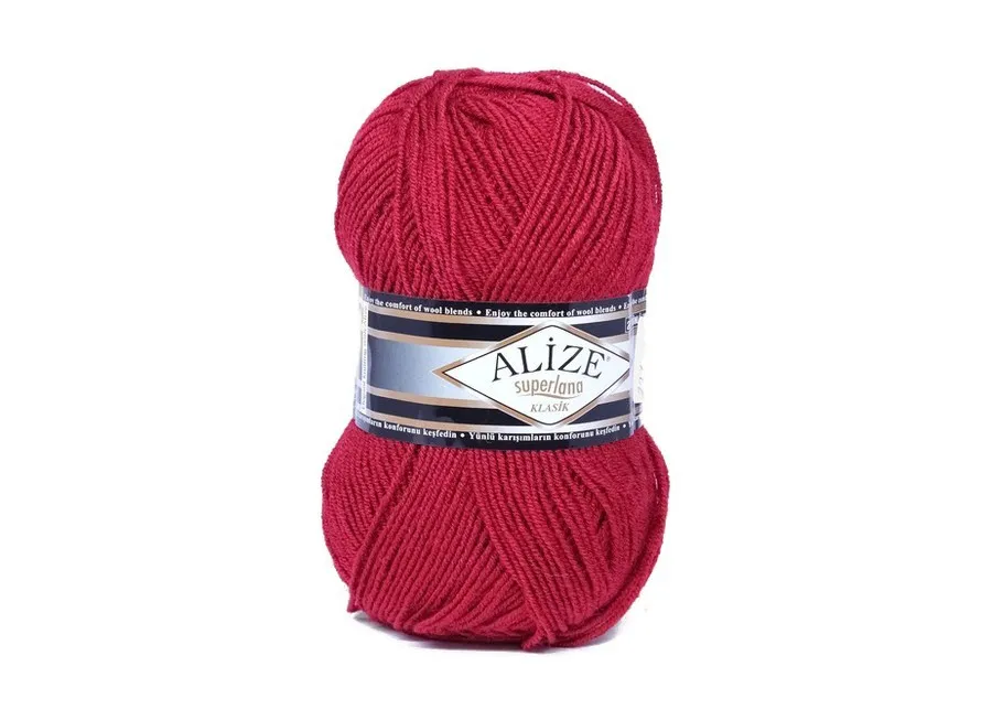 Пряжа Alize super lana бордовый  (100гр 280м) (акрил 75% шерсть 25%) 