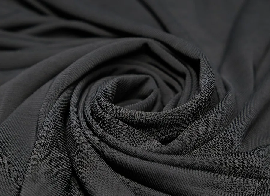 Ткань трикотаж креп однотон.черный 1,45 (вискоза 100% ) 