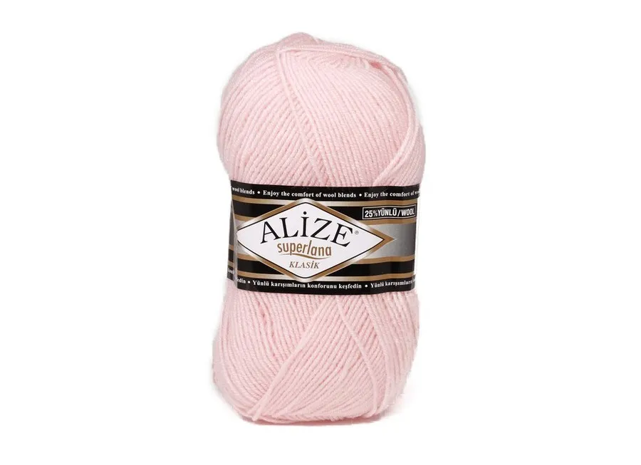 Пряжа Alize super lana розовый  (100гр 280м) (акрил 75% шерсть 25%) 