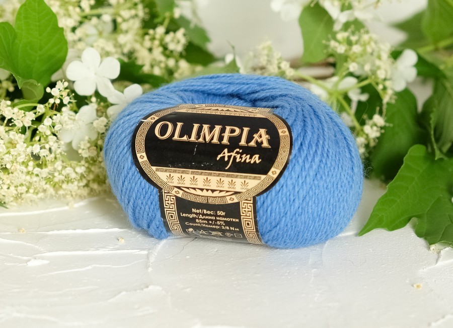Пряжа Olimpia Afina синий (50гр 85м) (шерсть 100%) 