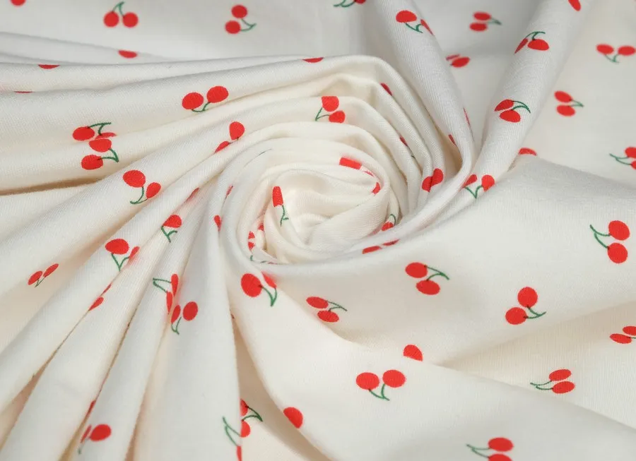 Ткань трикотаж вишни белый ш 1,8 (хлопок 100%)