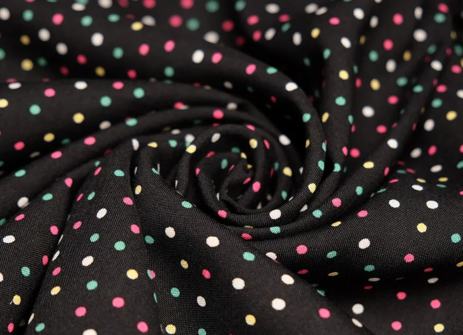 Ткань плательная горох черный  ш 1,4 (вискоза 100%)