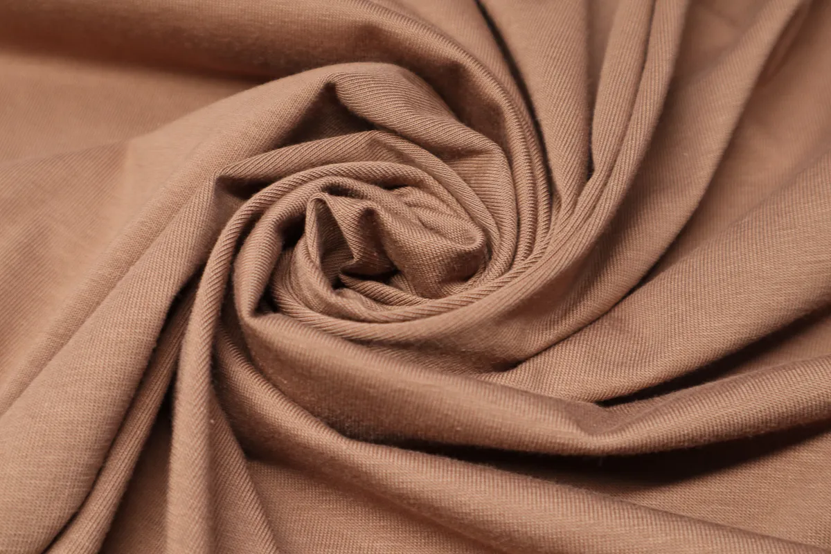 Ткань трикотаж кулирка кофе с молоком ш 1,8 (хлопок 92% пэ 8%)