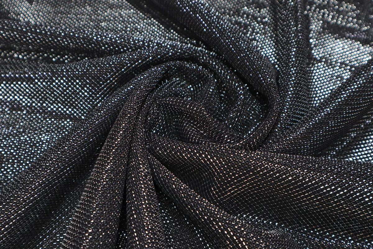 Ткань трикотаж люрикс стрейч металл ш 1,5 (пэ 92% метонить 8%)