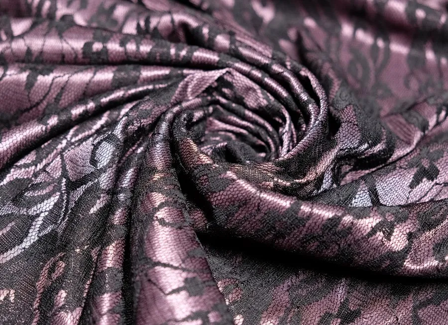 Ткань трикотаж-гипюр сиреневый ш 1,5 (пэ 100%) 