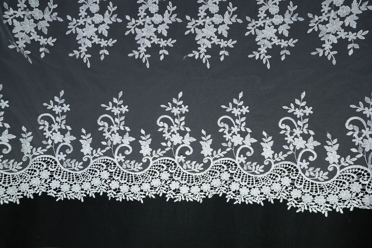 Ткань кружевное полотно белый ш 1,25 (пэ 100%)