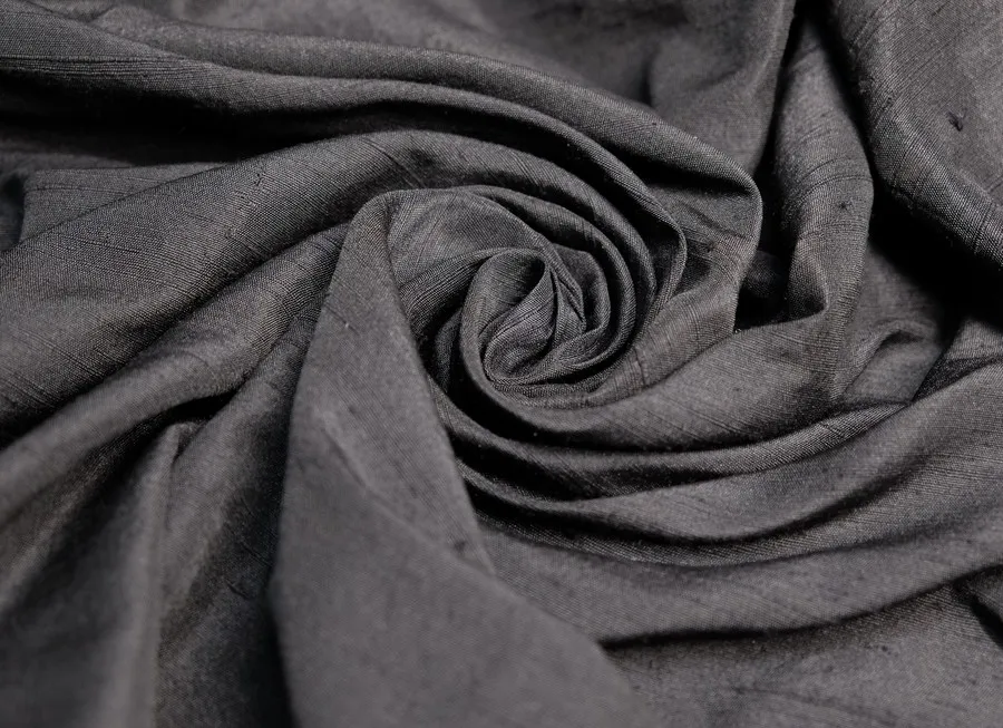 Ткань шелк чесуча черный ш 1,4 (шелк 60% пэ 40%)