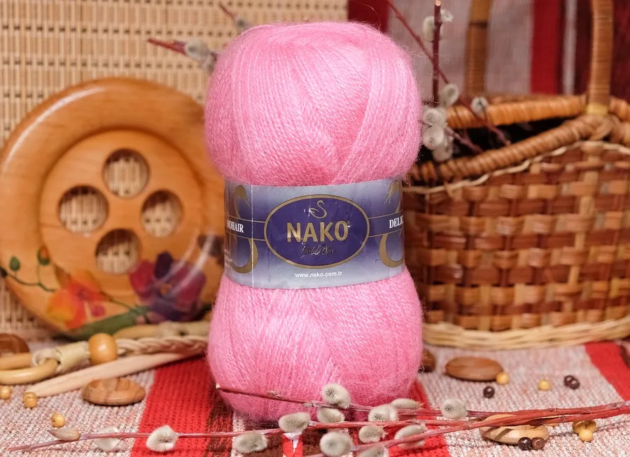 Пряжа Nako delicate розовый  (100гр 500м) (мохер 40% акрил 60%) 