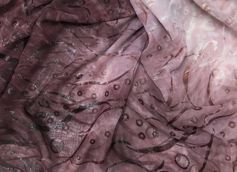 Ткань шифон с блестками бордовый ш1,5 (пэ 100%)