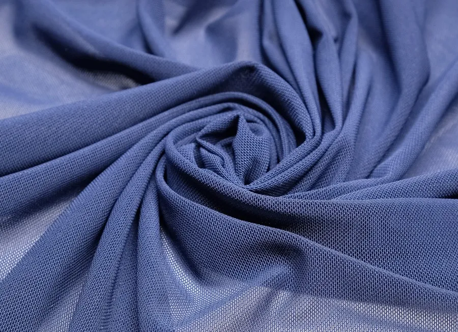 Ткань трикотаж сетка темно-синий ш 1,6 (пэ 95% эл 5%) стрейч