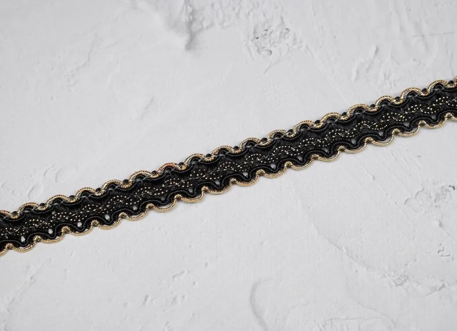 Тесьма вьюн широкий зотото,серебро (пэ 100%)