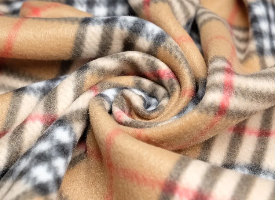 Флис с принтом шотландка коричнево-черный ш 1,5 (пэ 100%)