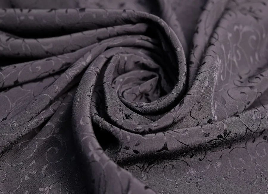 Ткань жаккард цветы темно-синий ш 1,1 (шелк 100%)