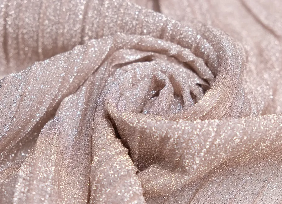 Ткань трикотаж плиссе пудровый ш 1,5 (пэ 96% эл 4%)