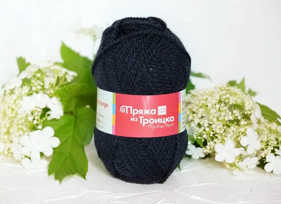 Пряжа Меланж из Троицка меланж антрацит (100гр 150м) (шерсть 70% акрил 30%) 