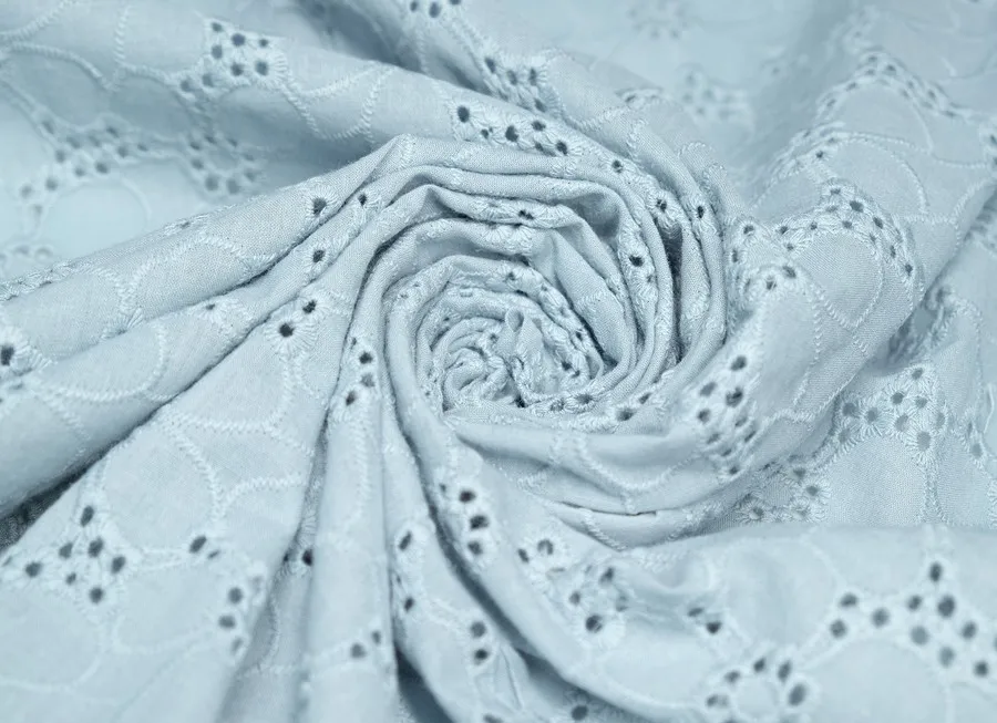 Ткань шитье цветы бирюзовый ш 1,35 (хлопок 100%)