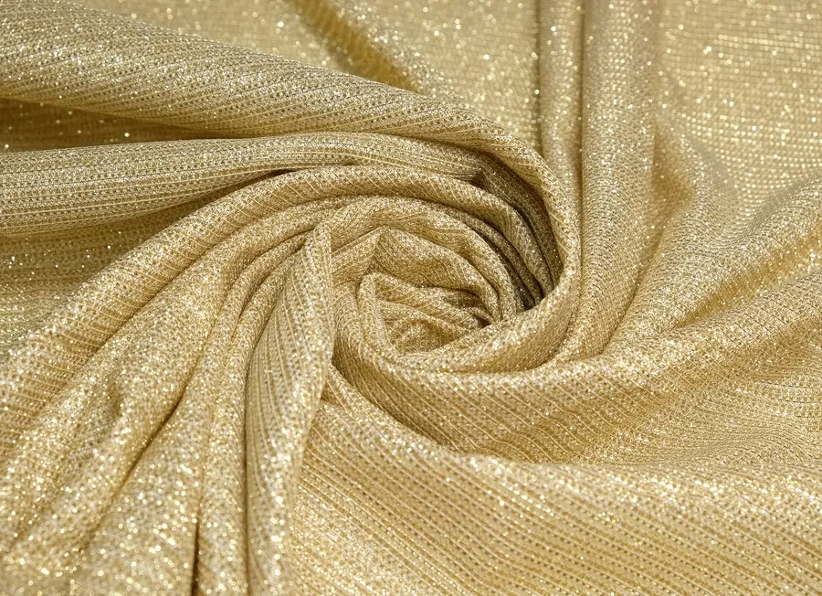 Ткань трикотаж золотой ш 1,4 (пэ 96% эл 4%)