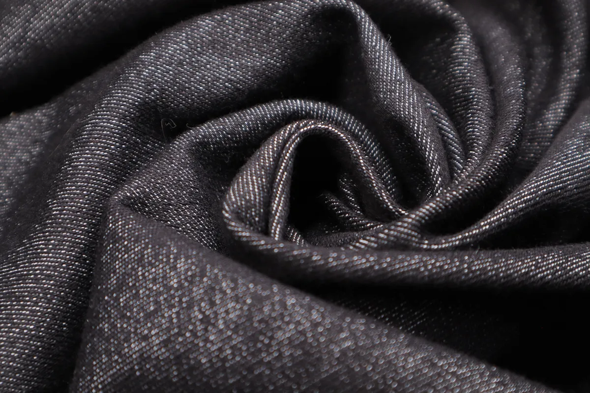 Джинса меланж черный  ш1,5  (хлопок 70% эл 3% пэ 27%) 