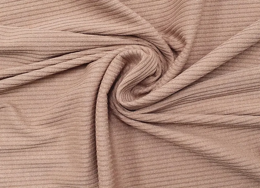 Ткань трикотаж резинка бежевый ш 1,2 (вискоза 30% эластан 6% пэ 64%)