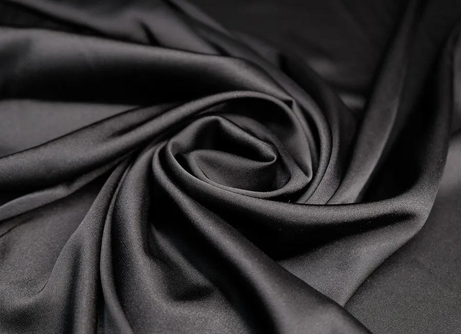 Ткань шелк однотон.черный ш 1,5 (эл 3% пэ 97%)