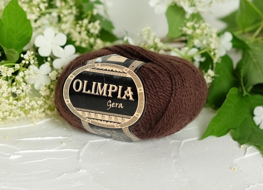 Пряжа Olimpia Gera темно-коричневый (50гр 93м) (шерсть 100%) 