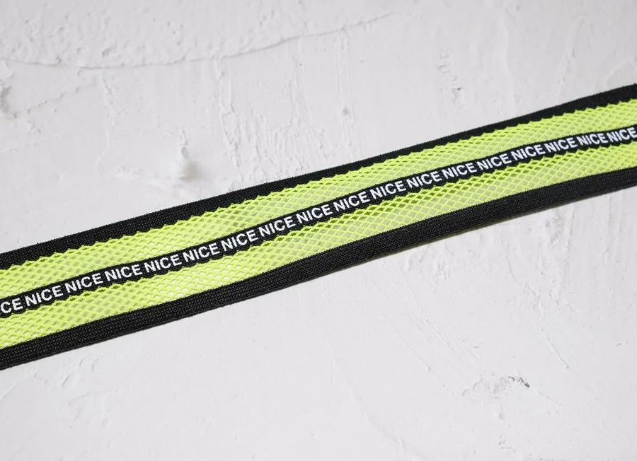 Тесьма эластичная декоративная 40мм неон-лимон