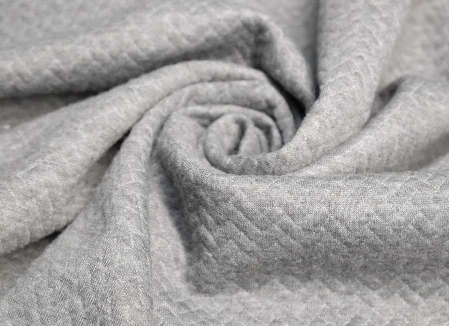 Ткань трикотаж стежка однотонный серый ш 1,9 (пэ 100%)