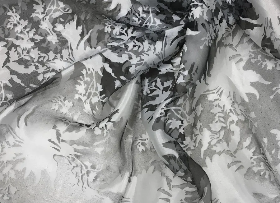 Ткань органза черно-белая ш 1,4 (пэ 100%)