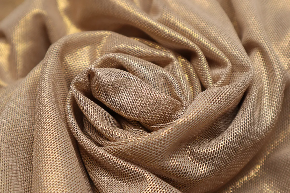 Ткань трикотаж сетка ламинированный бежевый ш 1,5 (пэ 95% спандекс 5%) стрейч