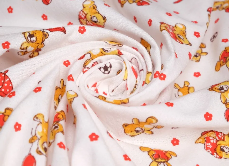 Ткань фланель звезды мишки ш 0,9 (хлопок 100%)