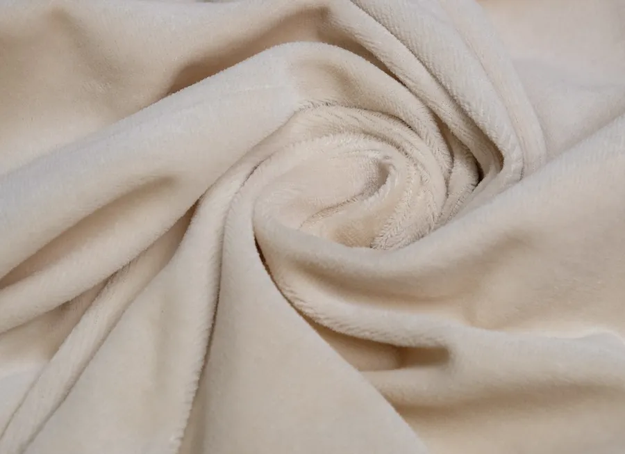 Ткань велюр однотон. молочный ш 1,8 (хлопок 80% эл 2% пэ 18%) 