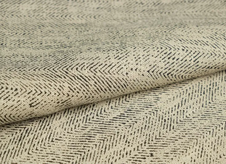 Ткань лен елочка черно бежевый ш 1,5 (лен 100%)