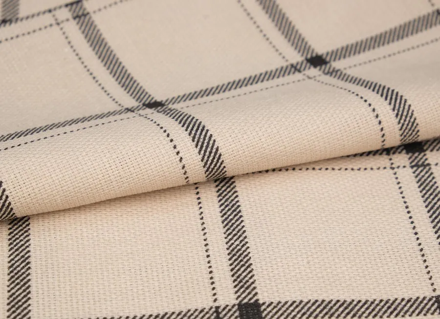 Ткань декоративная рогожка клетка бежевый ш 1,5 (хлопок 100%)