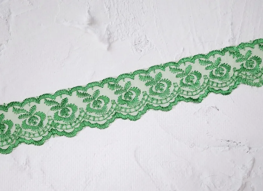 Кружево капрон зеленый (пэ 100%)