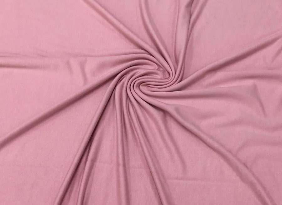 Ткань трикотаж футер 2х нитка облегченный розовый ш 1,5 (вискоза 100%)