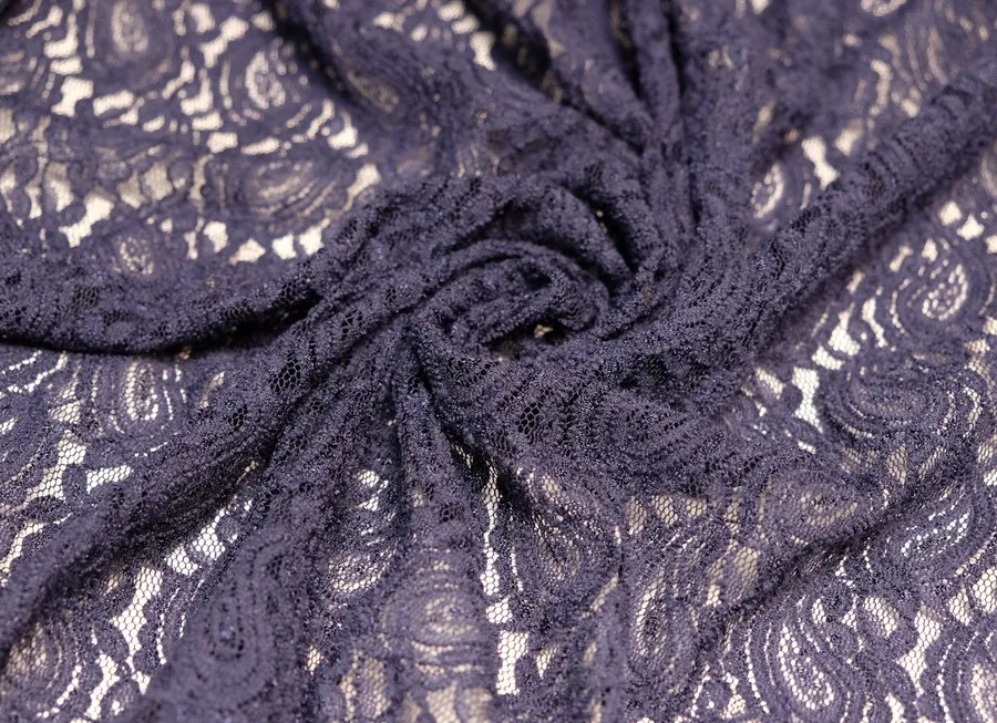 Ткань кружевное полотно огурцы темно-синий ш 1,5 (пэ 100%)