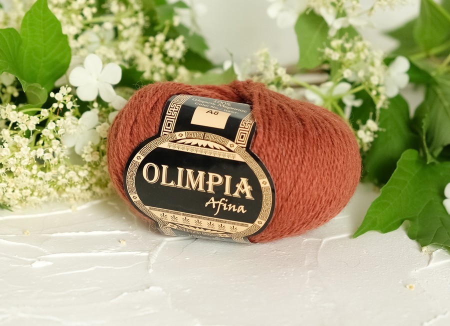 Пряжа Olimpia Afina коричневый (50гр 85м) (шерсть 100%) 