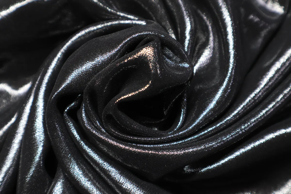 Ткань шифон с напылением черный-серебро ш 1,5 (пэ 100%)