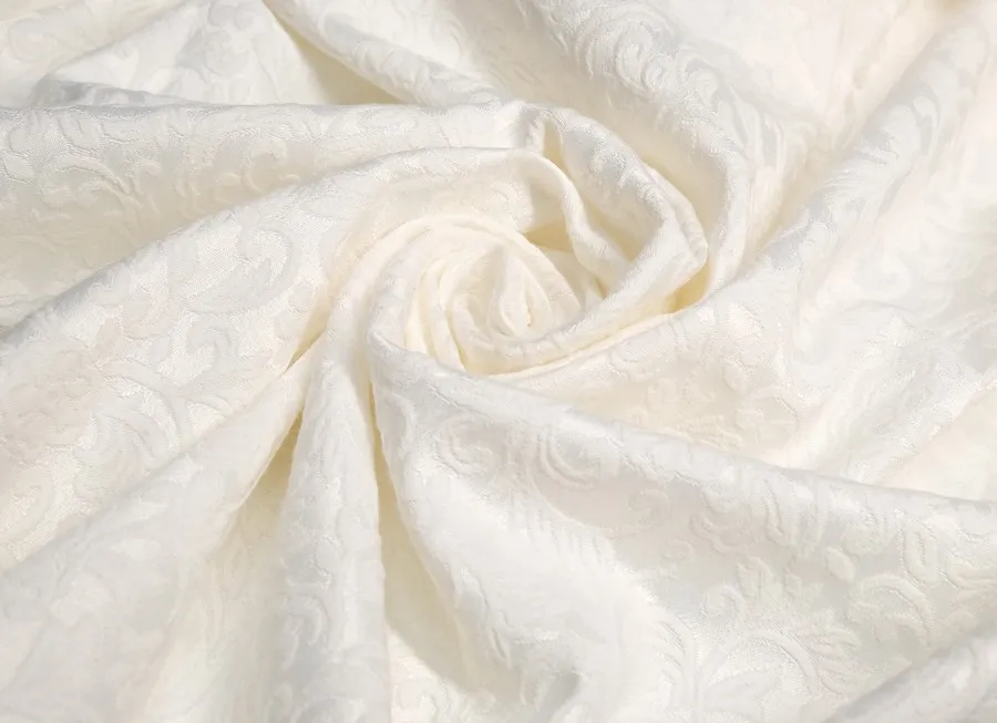 Ткань жаккард однотон. молочный ш 1,5 (хлопок 47% пэ 50% спандекс 3%)